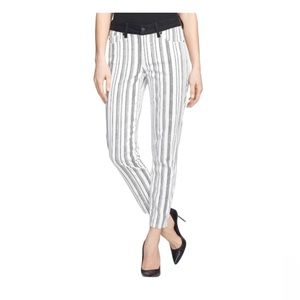 NYDJ Black and White Stripe Ankle Jeans sz 12P Slimming Lift Tuck Technology GUC